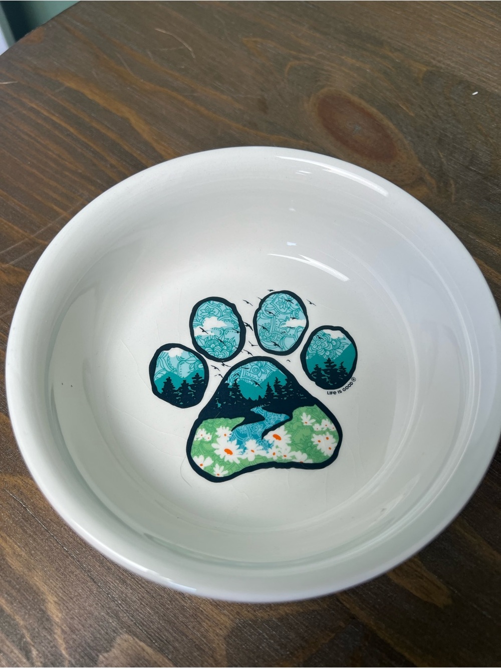 Life Is Good Ceramic Pet Food Water Bowl Set 6” Cat Dog Outdoors Gorpcore - Picture 5 of 13